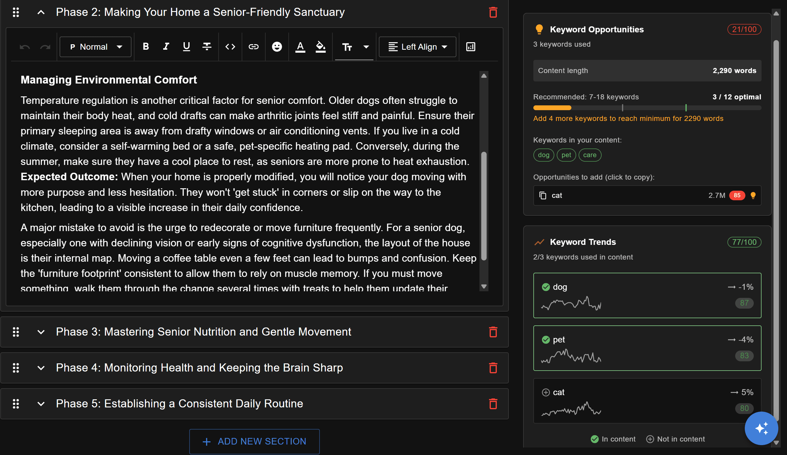 screenshot of the blog editor tool
